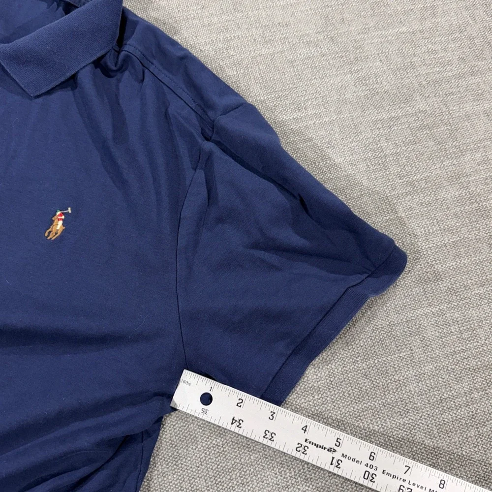 Polo Ralph Lauren Polo Shirt Mens XXL Navy Blue Excellent Custom Slim Fit Pony